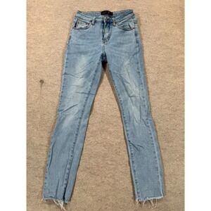 Vintage Monkey Ride Jeans Womens 3/26 Blue Denim Mid Rise Skinny Leg Frayed Hem